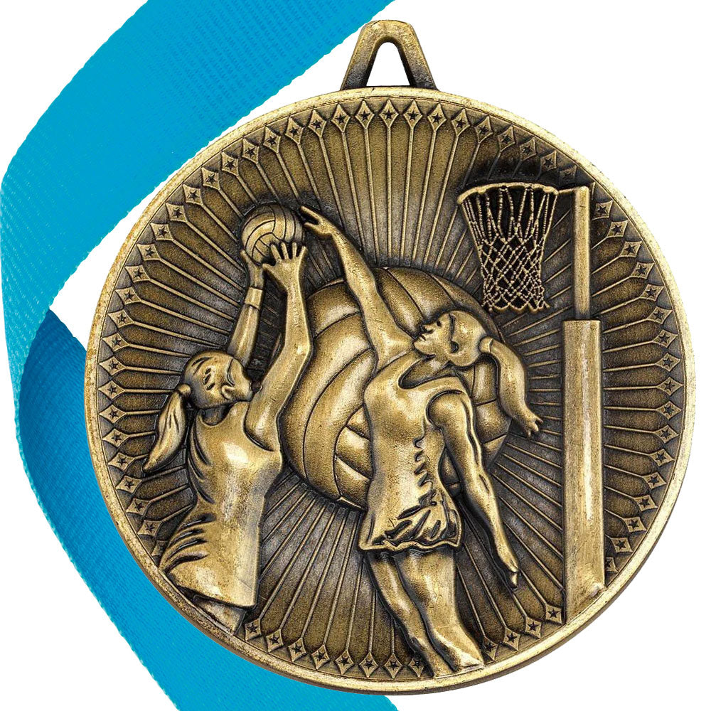 Netball Antique 60mm Medal