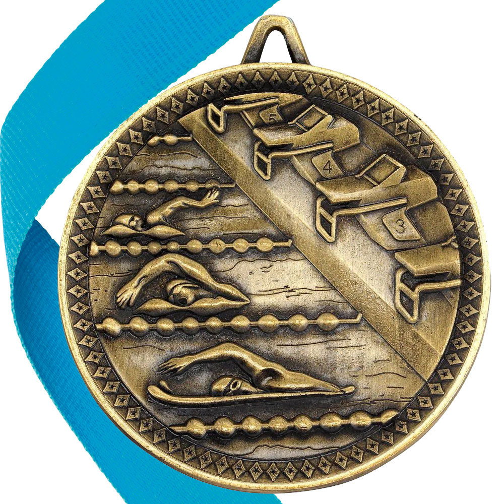 Swimming Antique 60mm Medal
