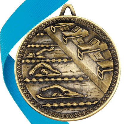 Swimming Antique 60mm Medal