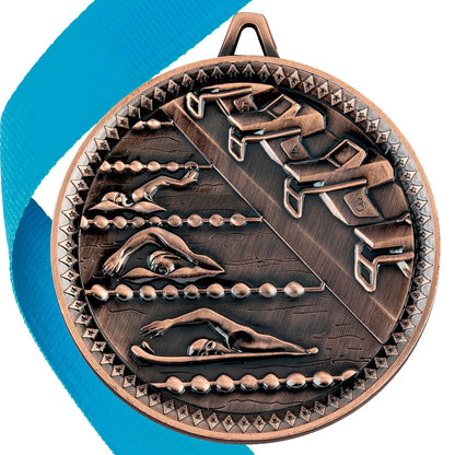Swimming Antique 60mm Medal