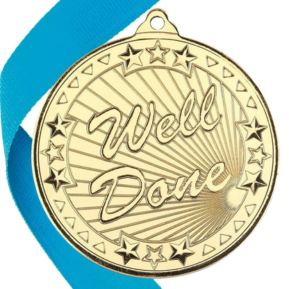 50mm Well Done Embossed Medal on a Ribbon