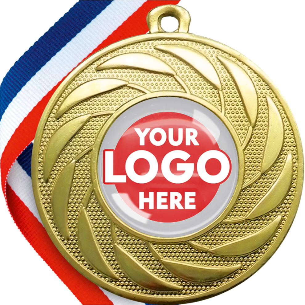 Sticker Medalha Spinner Design Medal with Logo Sticker + Gel Dome – BW Trophies