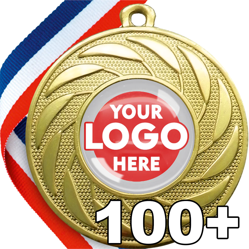 Spinner Design Medal with Logo Sticker + Gel Dome - MINIMUM ORDER 100