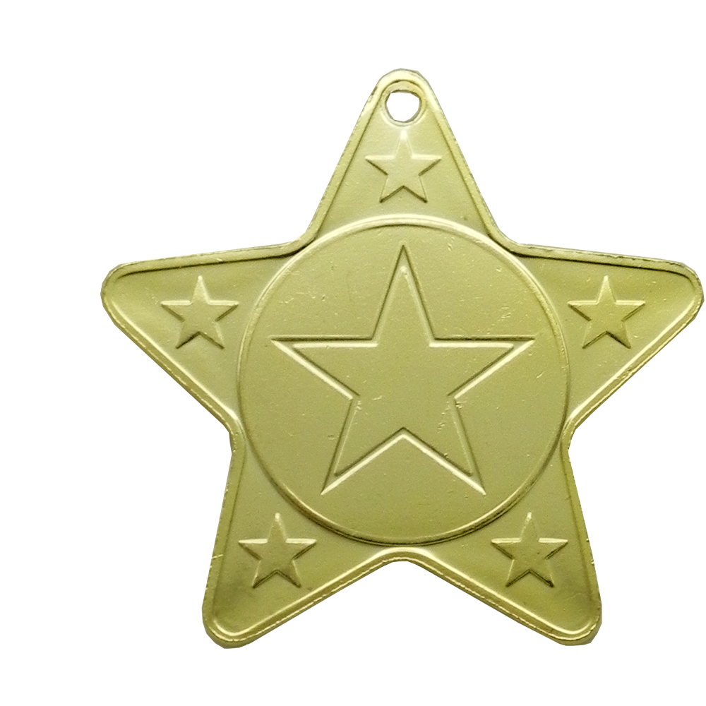 Glossy Gel Star Shaped Medal on a Ribbon with Domed Centre MINIMUM ORDER 100