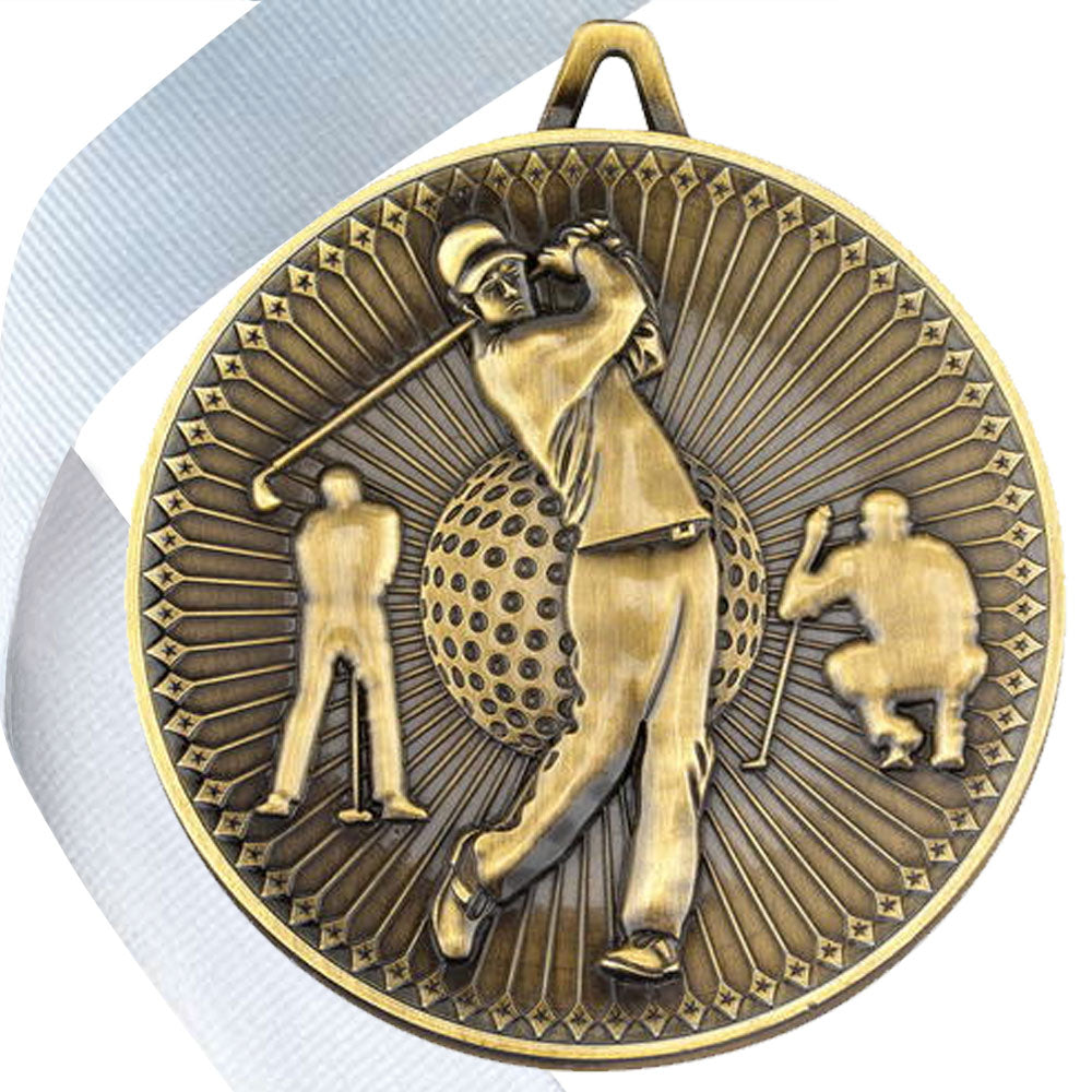 Golf Antique Style 60mm Medal