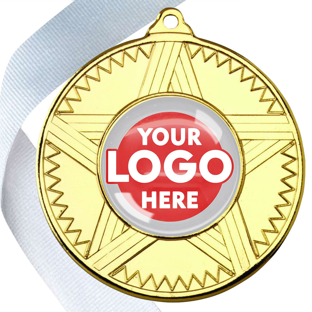 50mm Striped Star Design Medals on Ribbons