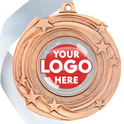 The Glossy Gel 50mm Orbital Medal on a Ribbon