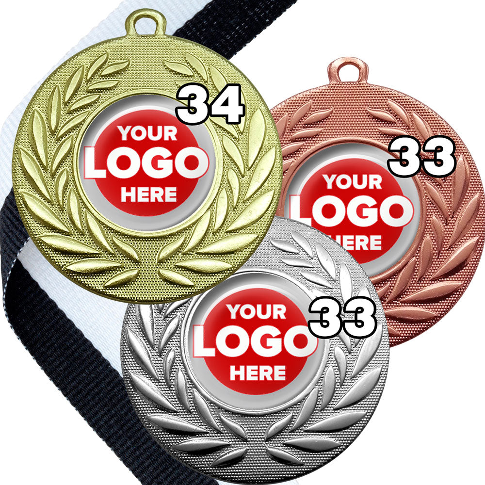 Classic Wreath Medals Domed - MINIMUM ORDER 100