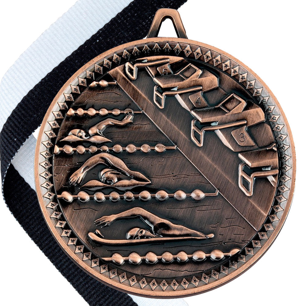 Swimming Antique 60mm Medal