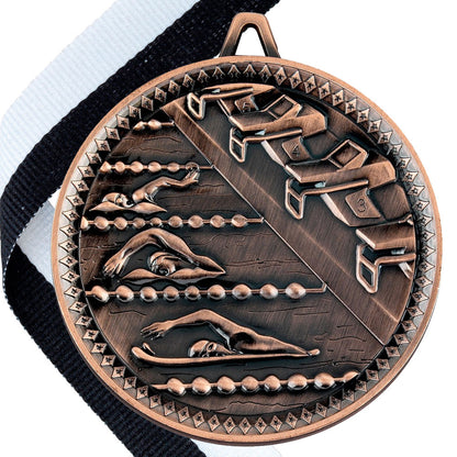 Swimming Antique 60mm Medal