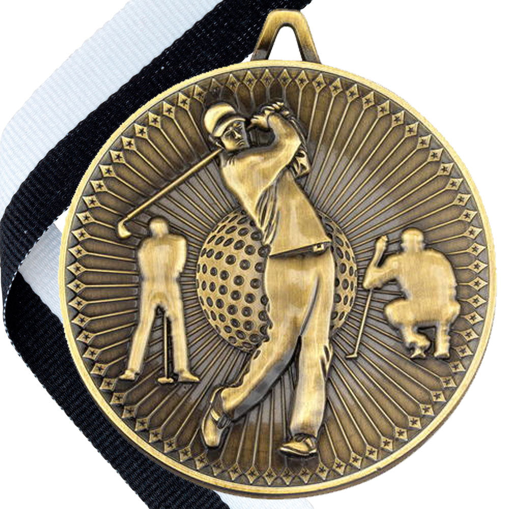 Golf Antique Style 60mm Medal