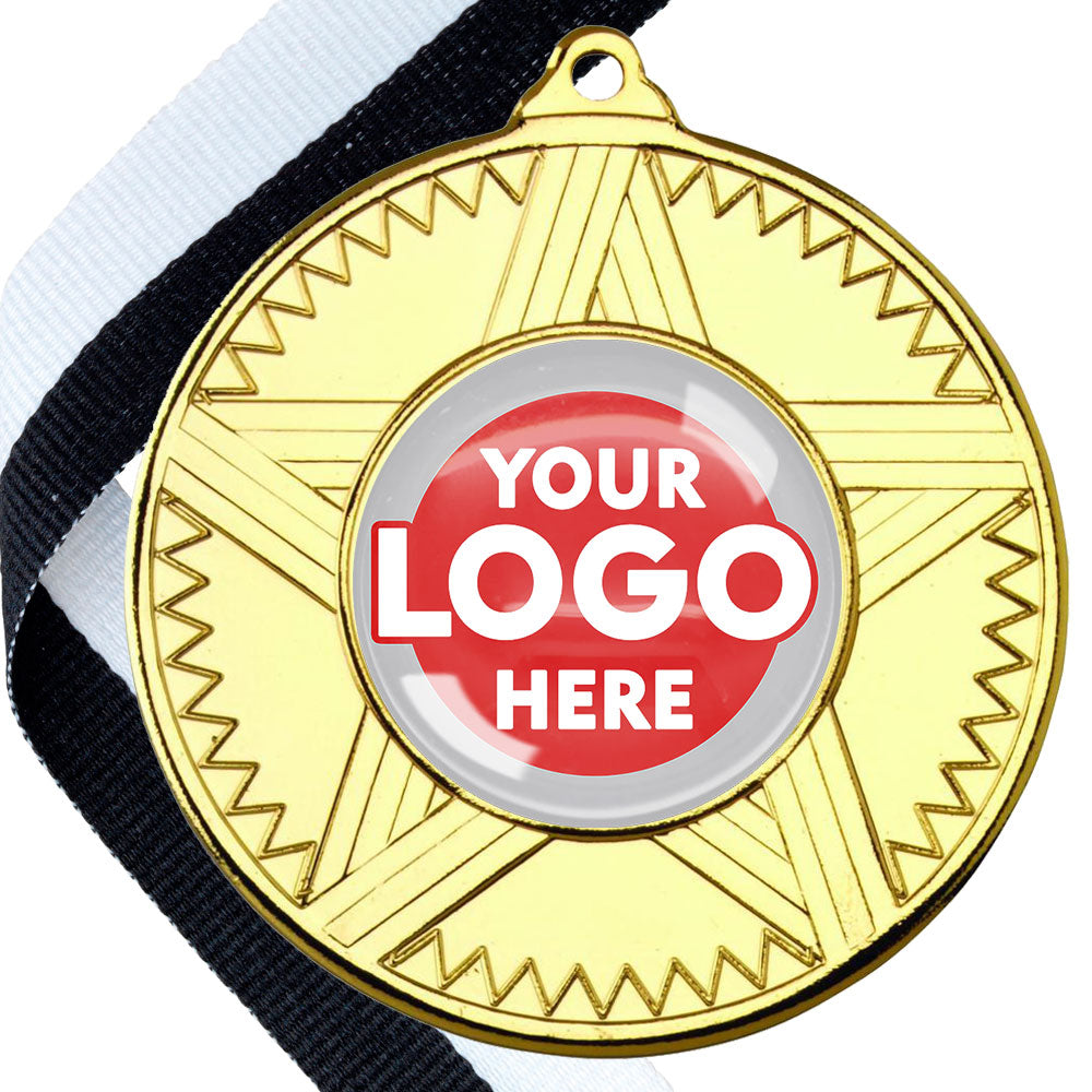 50mm Striped Star Design Medals on Ribbons