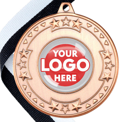 The Glossy gel 50mm Star Edge Medal on a Ribbon
