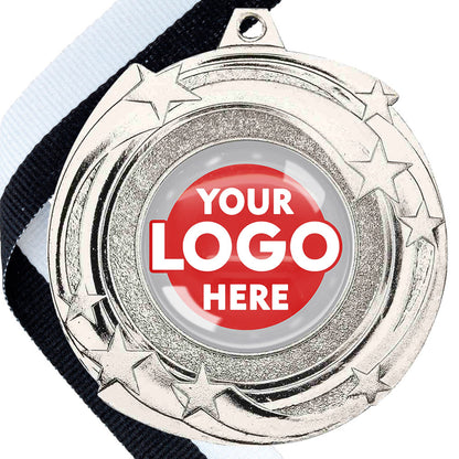 The Glossy Gel 50mm Orbital Medal on a Ribbon