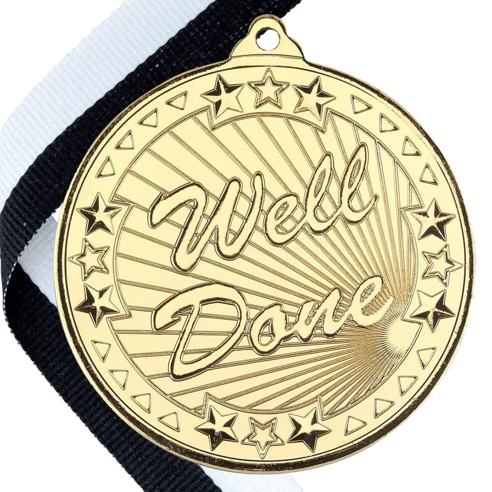 50mm Well Done Embossed Medal on a Ribbon
