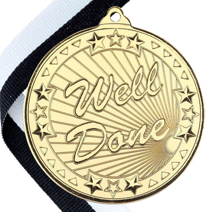 50mm Well Done Embossed Medal on a Ribbon