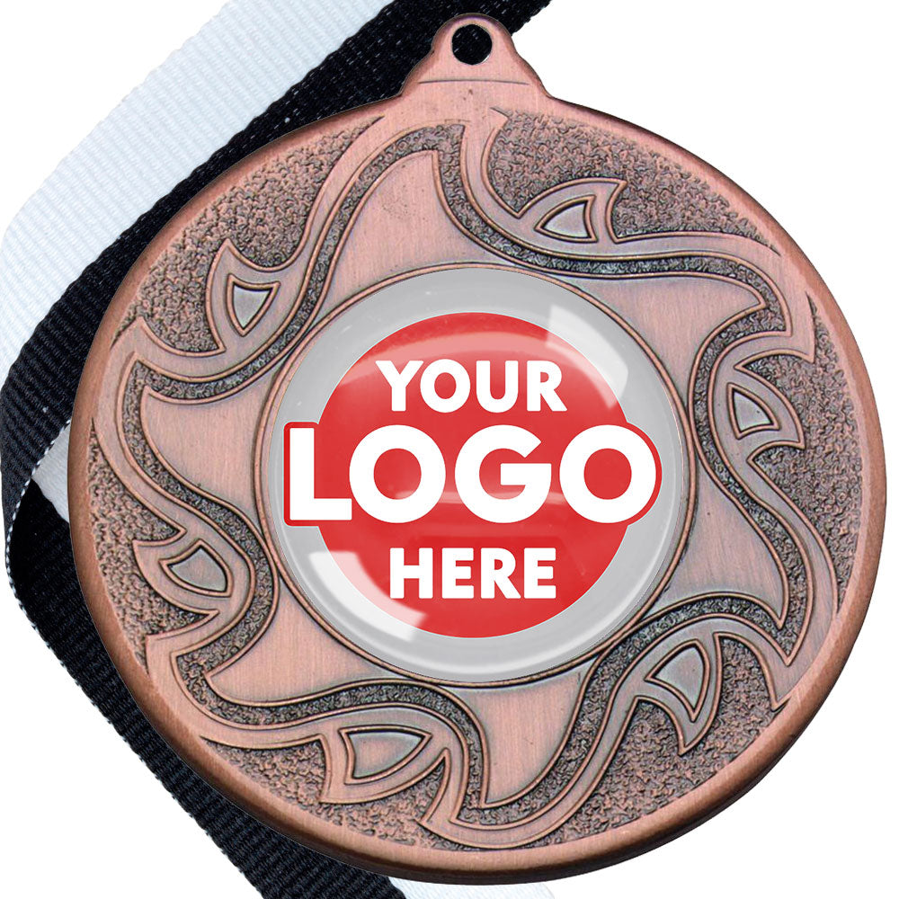 The Glossy Domed 50mm Sunshine Design Medals on Ribbons MINIMUM ORDER 100