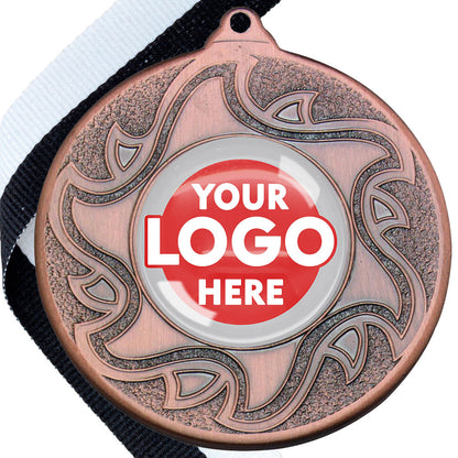 The Glossy Domed 50mm Sunshine Design Medals on Ribbons MINIMUM ORDER 100