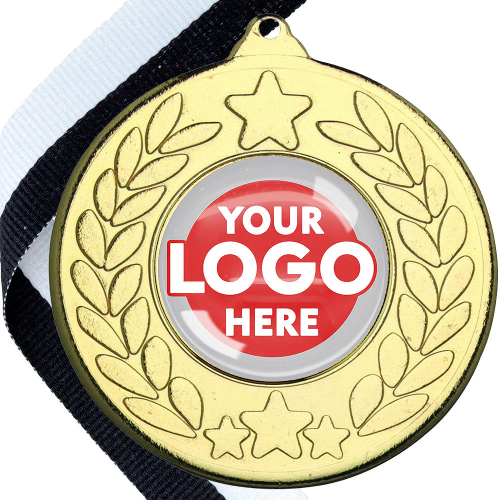 The Glossy 50mm Classic Star Medal on a Ribbon MINIMUM ORDER 100