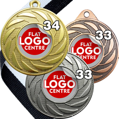 Spinner Design Medal flat centre - MINIMUM ORDER 100
