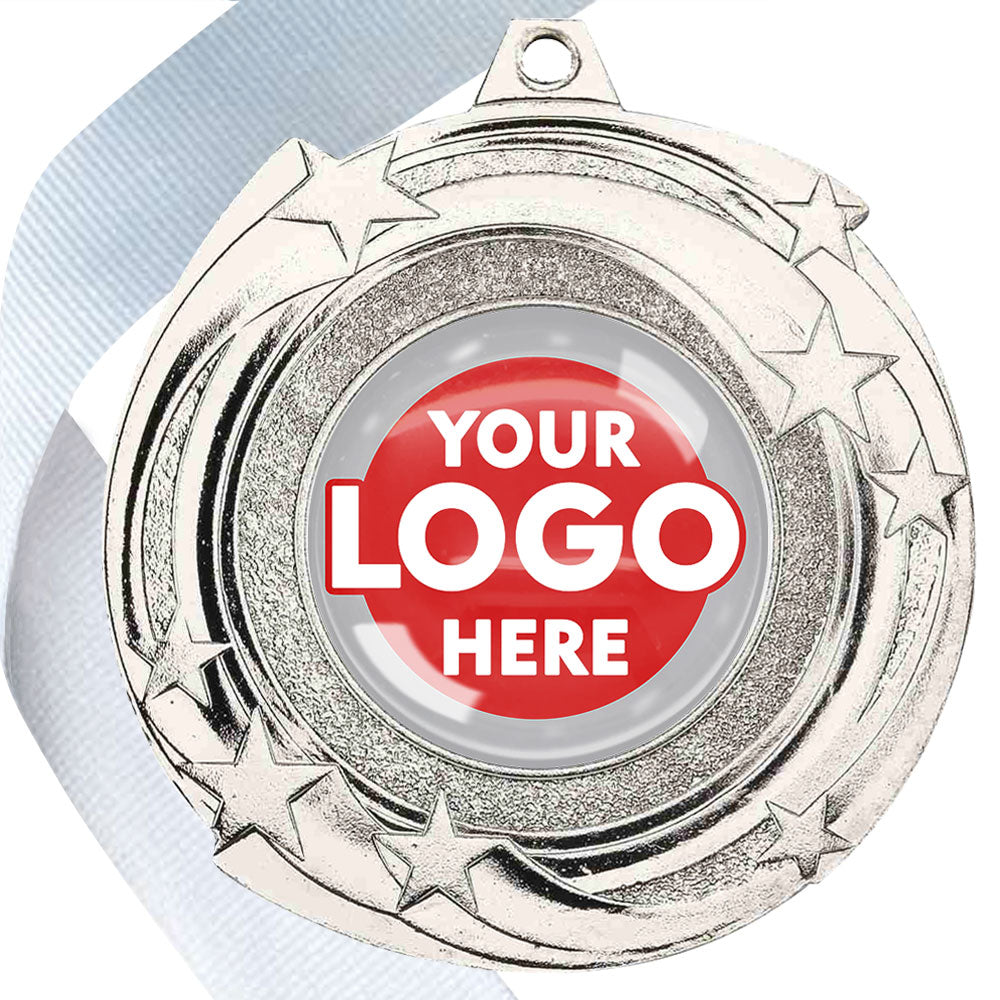 The Glossy Gel 50mm Orbital Medal on a Ribbon