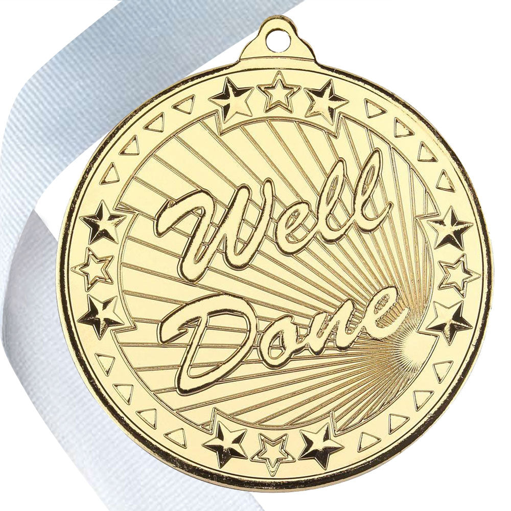 50mm Well Done Embossed Medal on a Ribbon
