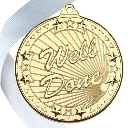50mm Well Done Embossed Medal on a Ribbon