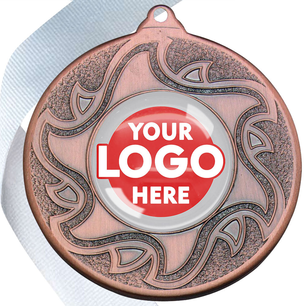 The Glossy Domed 50mm Sunshine Design Medals on Ribbons MINIMUM ORDER 100