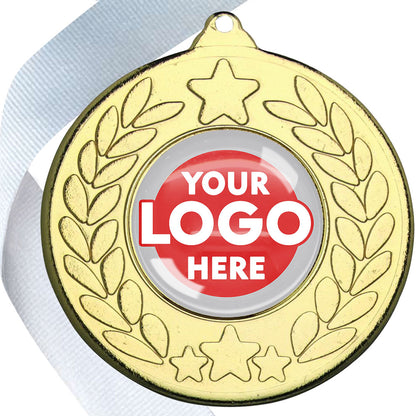 The Glossy 50mm Classic Star Medal on a Ribbon MINIMUM ORDER 100