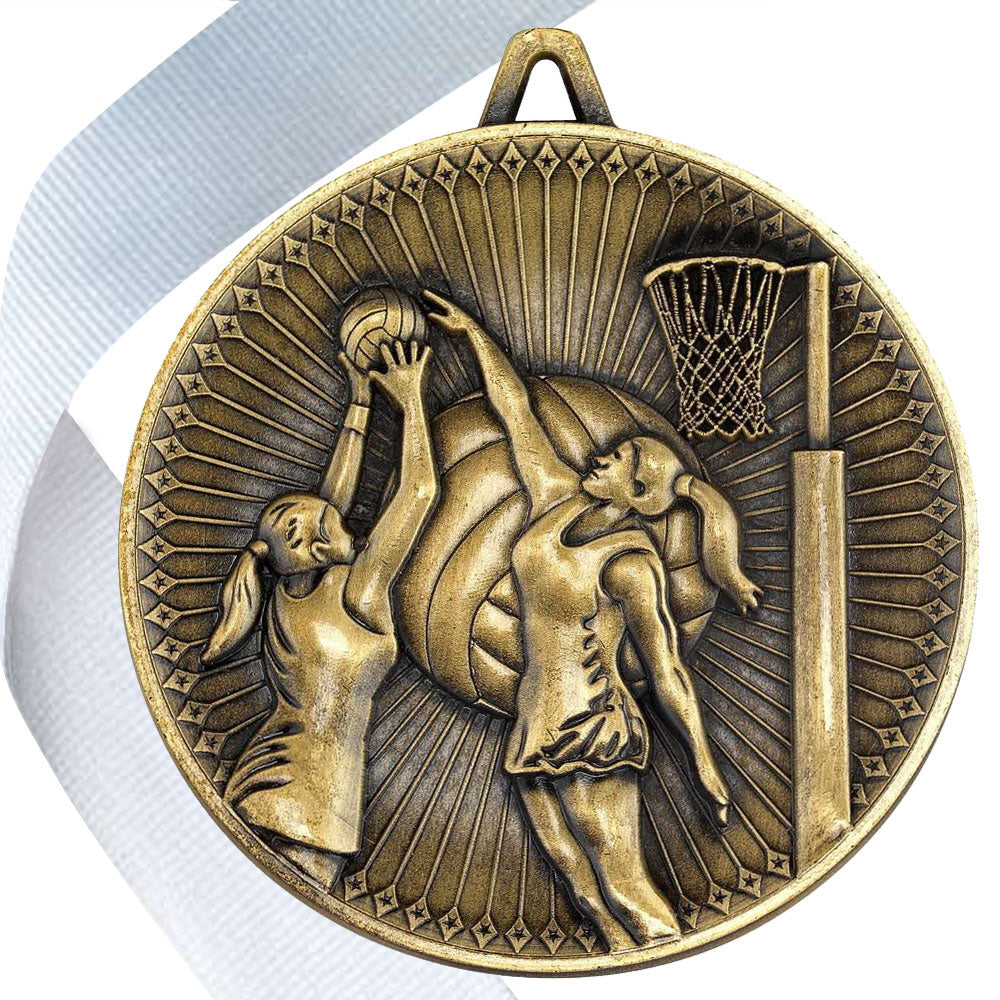 Netball Antique 60mm Medal