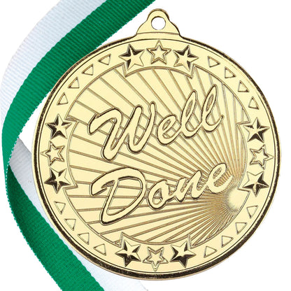 50mm Well Done Embossed Medal on a Ribbon