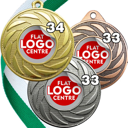 Spinner Design Medal flat centre - MINIMUM ORDER 100