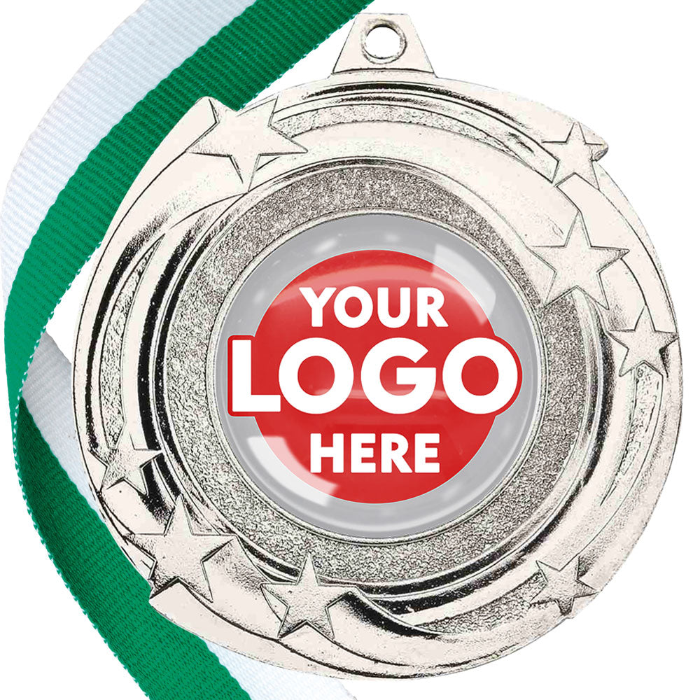 The Glossy Gel 50mm Orbital Medal on a Ribbon