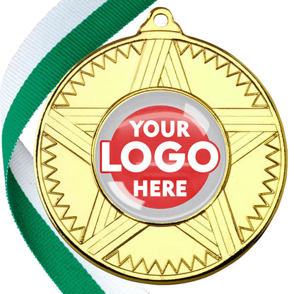 50mm Striped Star Design Medals on Ribbons