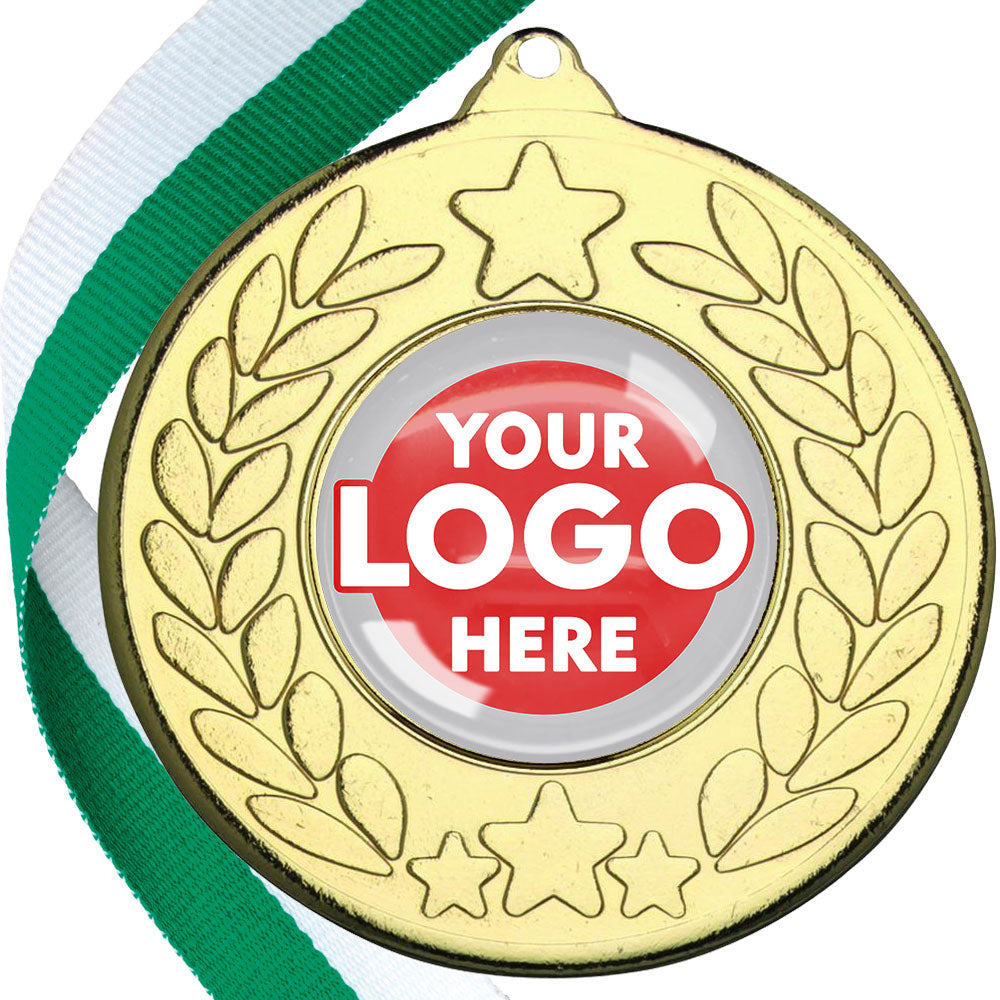 The Glossy 50mm Classic Star Medal on a Ribbon MINIMUM ORDER 100