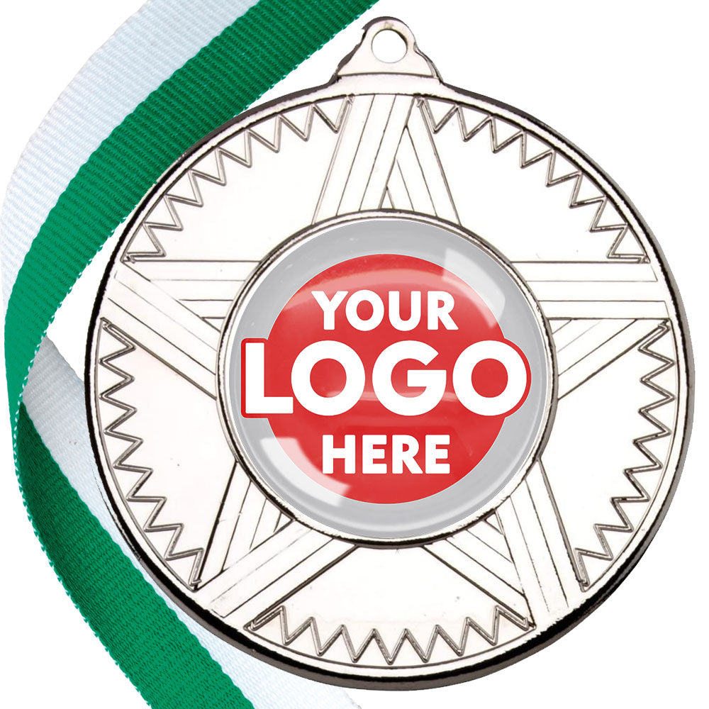 50mm Striped Star Design Medals on Ribbons