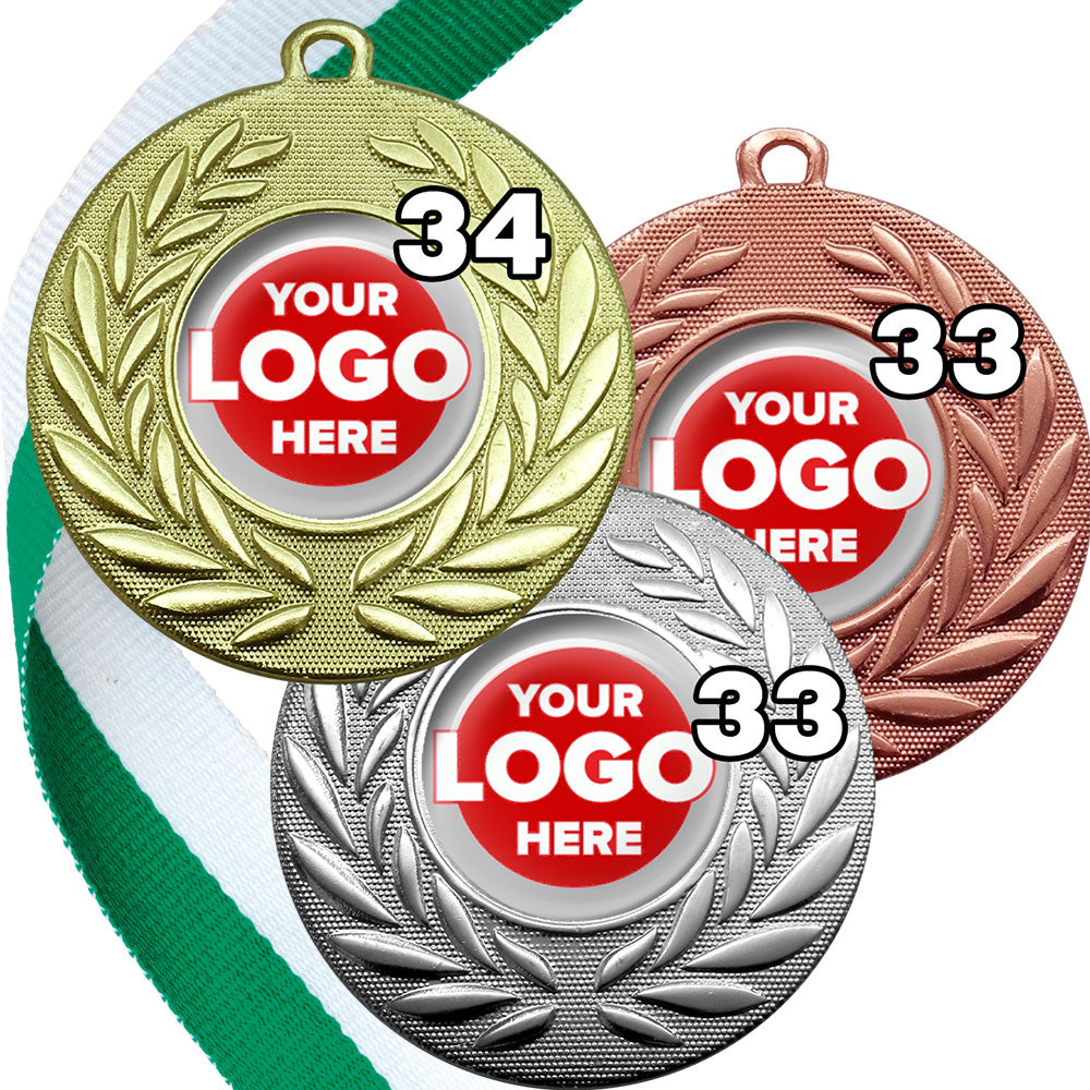 Classic Wreath Medals Domed - MINIMUM ORDER 100