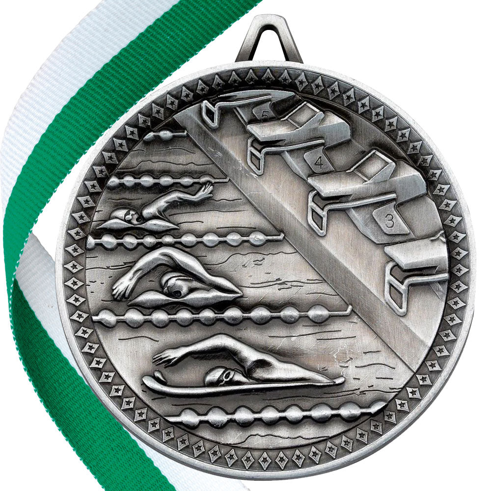 Swimming Antique 60mm Medal