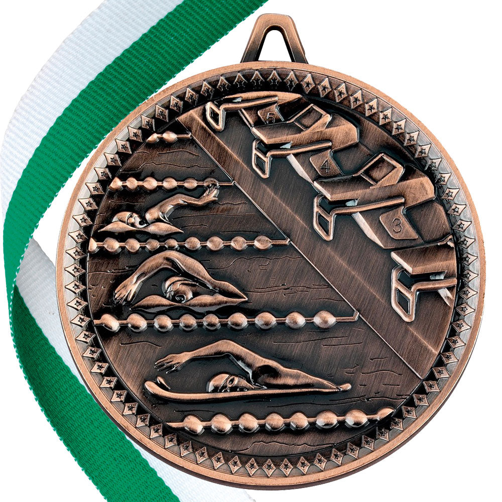 Swimming Antique 60mm Medal