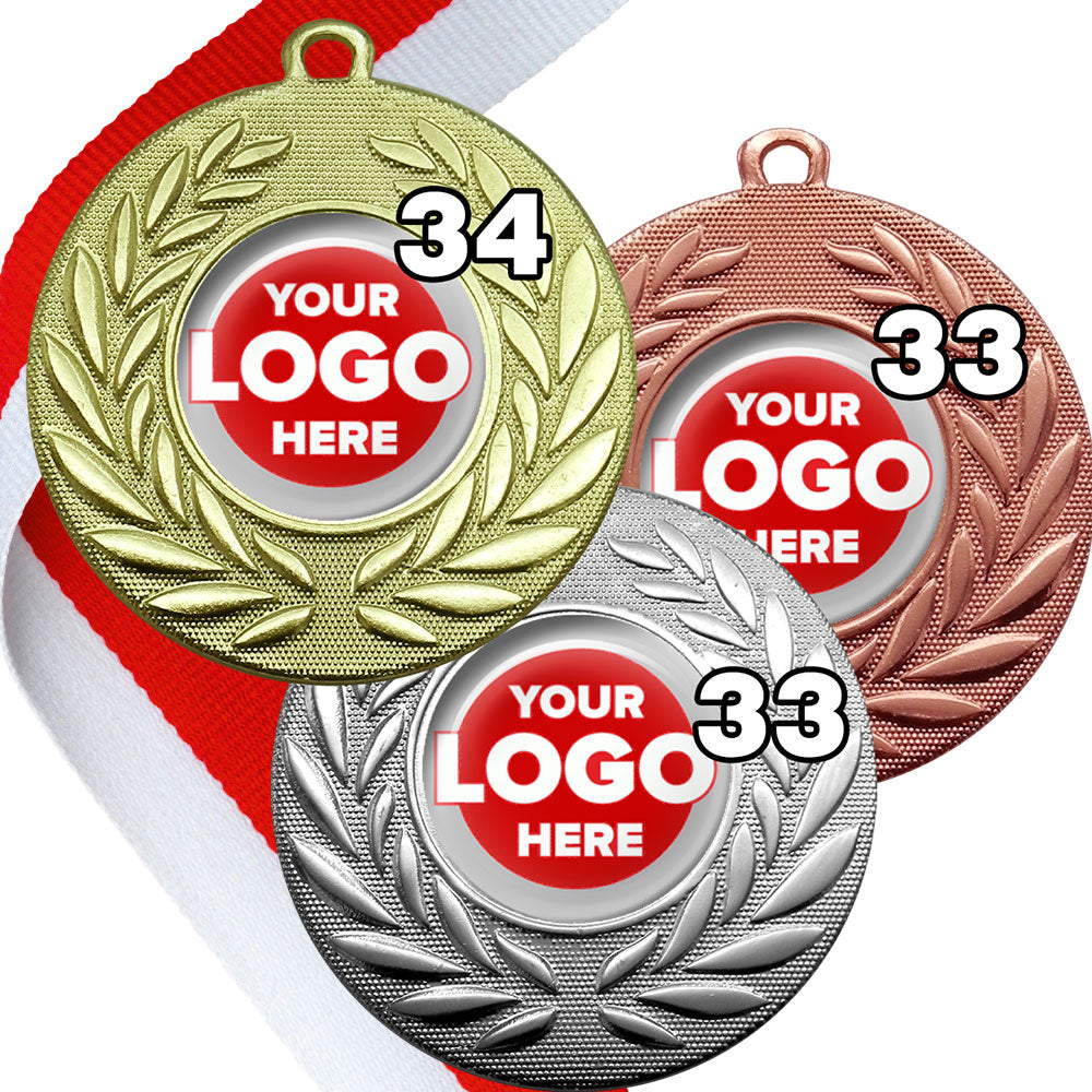 Classic Wreath Medals Domed - MINIMUM ORDER 100