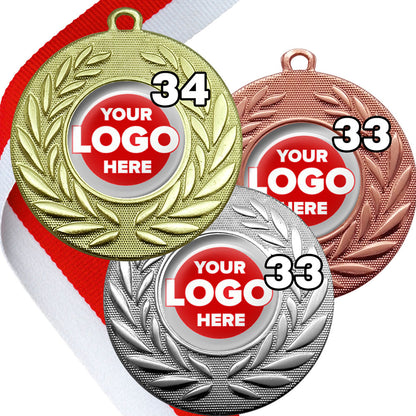 Classic Wreath Medals Domed - MINIMUM ORDER 100