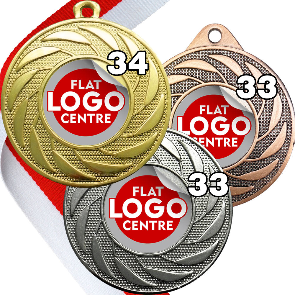 Spinner Design Medal flat centre - MINIMUM ORDER 100