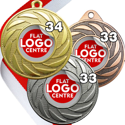 Spinner Design Medal flat centre - MINIMUM ORDER 100