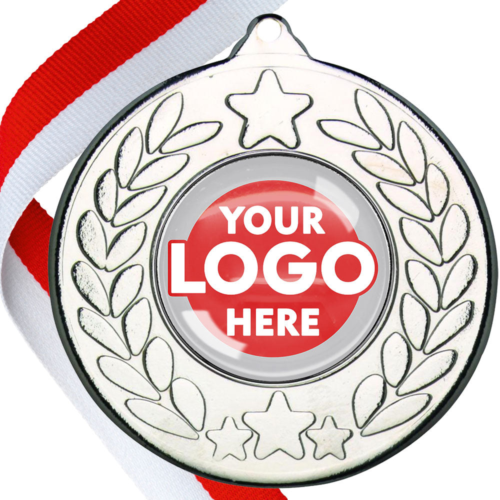 The Glossy 50mm Classic Star Medal on a Ribbon MINIMUM ORDER 100