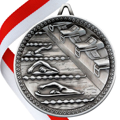Swimming Antique 60mm Medal