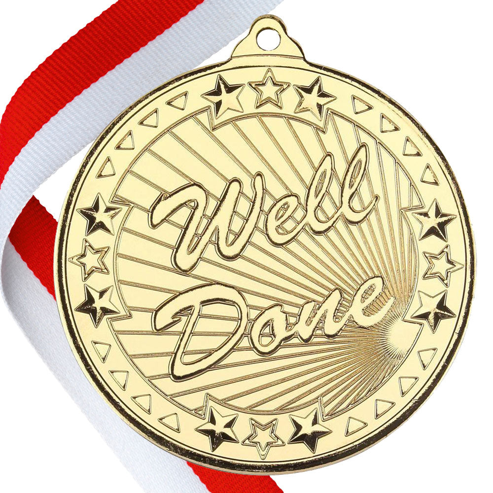 50mm Well Done Embossed Medal on a Ribbon
