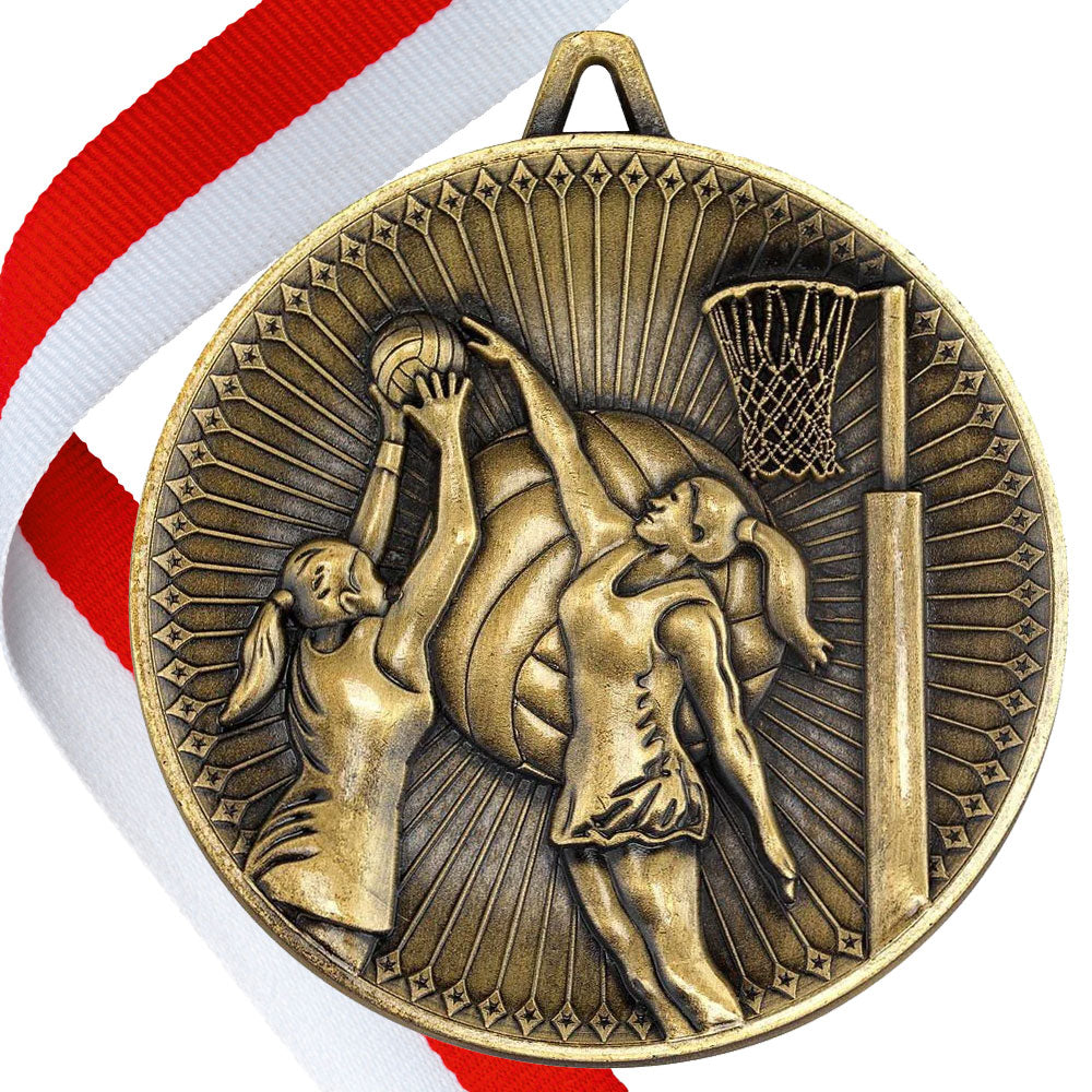Netball Antique 60mm Medal
