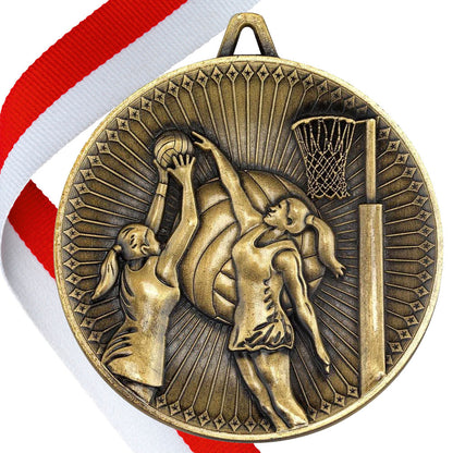 Netball Antique 60mm Medal