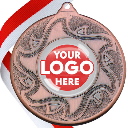The Glossy Domed 50mm Sunshine Design Medals on Ribbons MINIMUM ORDER 100