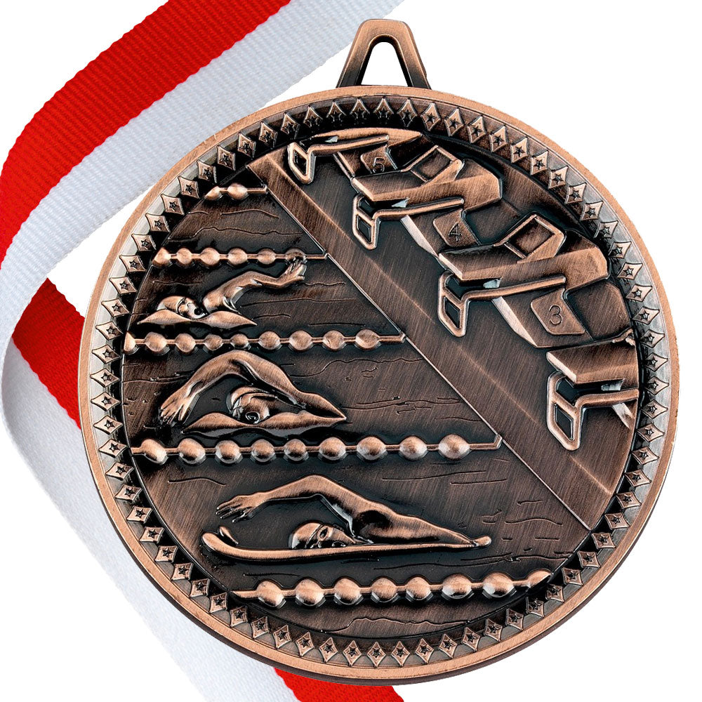 Swimming Antique 60mm Medal